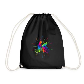 Tandem vélo cyclisme arc-en-ciel Couple - Sac de sport léger - noir - Devant