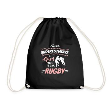 Never Underestimate A Rugby Girl Spielerin - Turnbeutel - Schwarz - Vorne