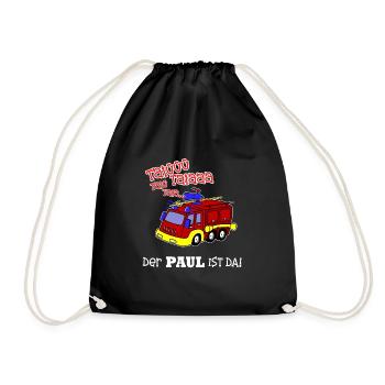 Geburt Geschenk Geburtstag Name Paul Feuerwehr - Turnbeutel - Schwarz - Vorne
