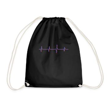 Heartbeat Herzschlag Frankreich Tricolore Patriot - Turnbeutel - Schwarz - Vorne