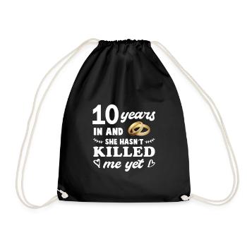 Wedding anniversary roses wedding gift 10 years - Drawstring Bag - black - Front