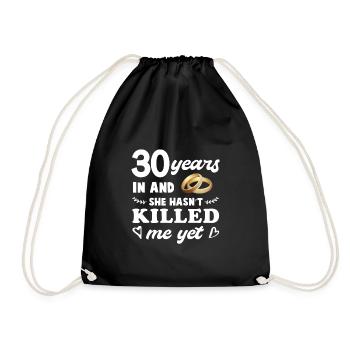 Hochzeitstag Perlen Hochzeit Geschenk 30 Jahre - Turnbeutel - Schwarz - Vorne