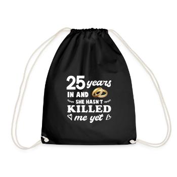 Wedding anniversary silver wedding gift 25 years - Drawstring Bag - black - Front
