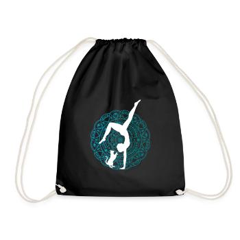 Women's Yoga Outfit with Cat Yoga Pilates Qi Gong - Drawstring Bag - black - Front