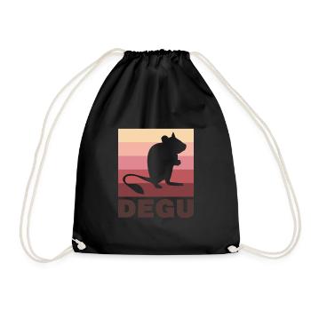 Degu vintage silhouette gift - Drawstring Bag - black - Front