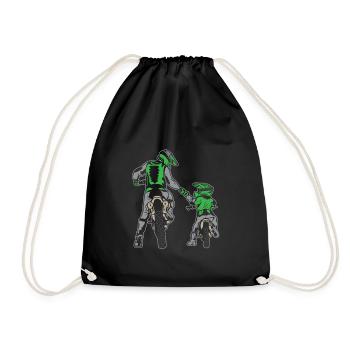 Motocross Vater & Sohn Motorradfahrer Geschenk - Turnbeutel - Schwarz - Vorne