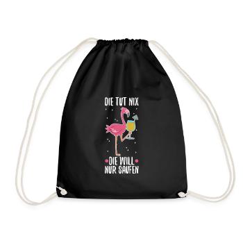 Die tut nix die will nur Saufen Flamingo - Turnbeutel - Schwarz - Vorne
