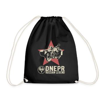 Dnepr Russian Legend Logo Motorcycle Team - Drawstring Bag - black - Front