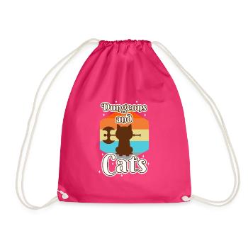 Dungeons and Cats - Drawstring Bag - fuchsia - Front