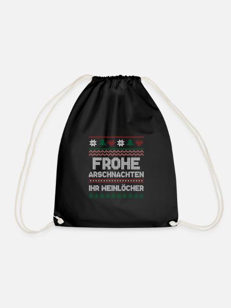 Frohe Arschnachten Weinlöcher Weihnachten Geschenk - Turnbeutel - Schwarz
