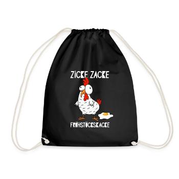 Hühnerhalter Hühnerstall Huhn Henne Frühstück Ei - Turnbeutel - Schwarz - Vorne