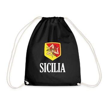 Sicilia Palermo Italian Coat of Arms Sicily - Drawstring Bag - black - Front