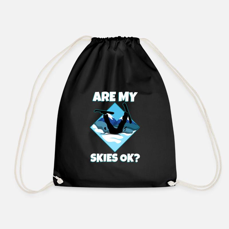 are my skis okay - Drawstring Bag - black