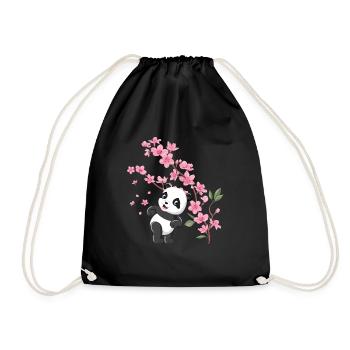 Panda Cherry Blossom Cerisier Fleurs De Cerisier Pandas Japonais - Sac de sport léger - noir - Devant