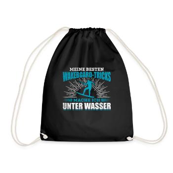 Wakeboarding lustiger Spruch Wakeboard Wakeboarder - Turnbeutel - Schwarz - Vorne