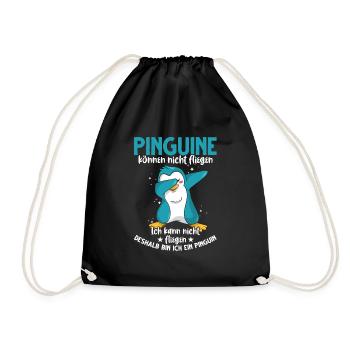 Pinguin lustiger Spruch Dab Dabbing Tanz - Turnbeutel - Schwarz - Vorne