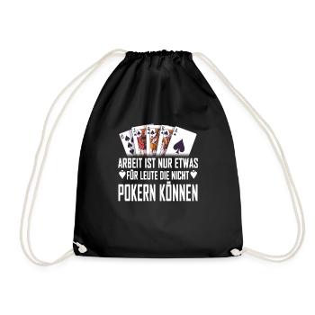 Poker lustiger Spruch Pokerspiel Pokerspieler Kart - Turnbeutel - Schwarz - Vorne