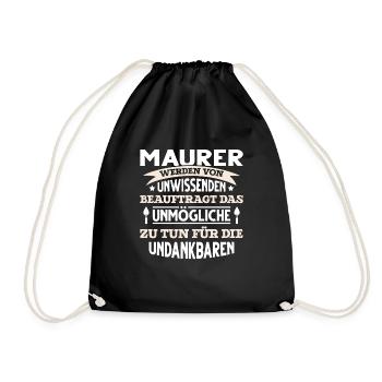 Maurer lustiger Spruch Handwerker Maurerkelle Zeme - Turnbeutel - Schwarz - Vorne
