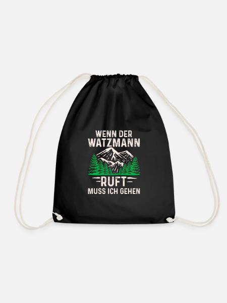 Wenn der Watzmann ruft muss ich gehen Bergsteiger - Turnbeutel - Schwarz