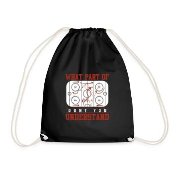 Ice Hockey Tactics Coach Funny Gift Ice Hockey - Drawstring Bag - black - Front
