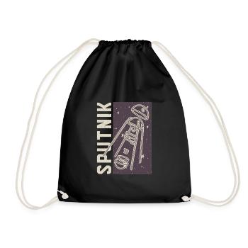 USSR Soviet Stars Gagarin Sputnik Vintage - Drawstring Bag - black - Front