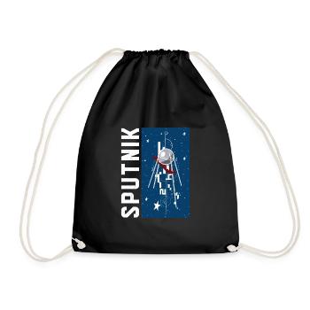 USSR Soviet Stars Gagarin Sputnik Vintage - Drawstring Bag - black - Front