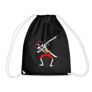 Skeleton Pirate Gift Dabbing Funny Halloween - Drawstring Bag - black - Front