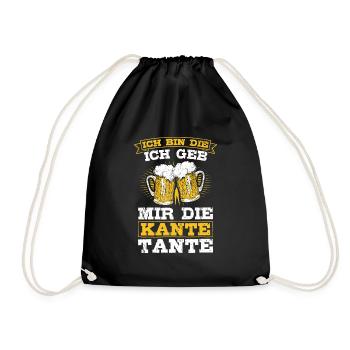 Ich bin die Ich geb mir die Kante Tante - Bierlieb - Turnbeutel - Schwarz - Vorne