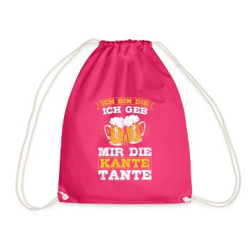 Ich bin die Ich geb mir die Kante Tante - Bierlieb - Turnbeutel - Fuchsia - Vorne