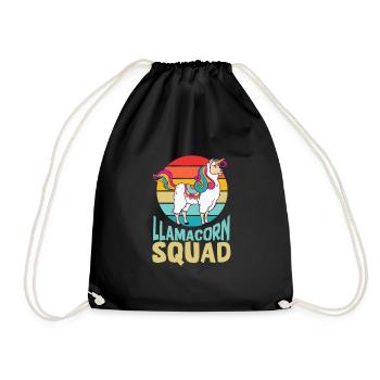 Lamacorn Squad - cool Lama Party Design - Drawstring Bag - black - Front