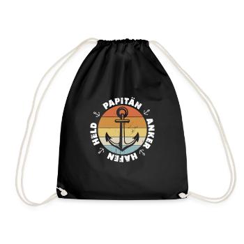 Papitän Papa Kapitän Vatertag Captain Anker Segler - Turnbeutel - Schwarz - Vorne