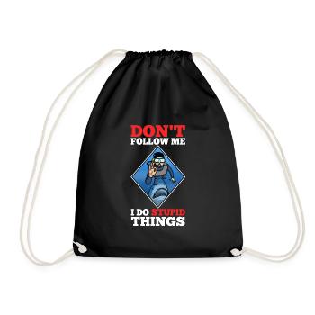 Don't follow me i do stupid things, Skuba Diving - Drawstring Bag - black - Front