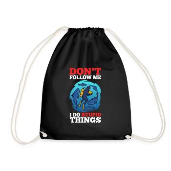 Don't follow me i do stupid things, Skuba Diving - Drawstring Bag - black - Front