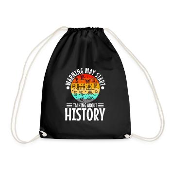 Warning may start talking about history - Drawstring Bag - black - Front