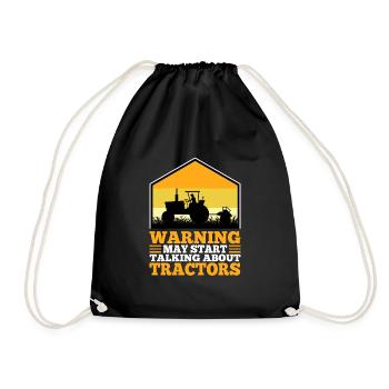 Warning may start talking about tractors - Drawstring Bag - black - Front