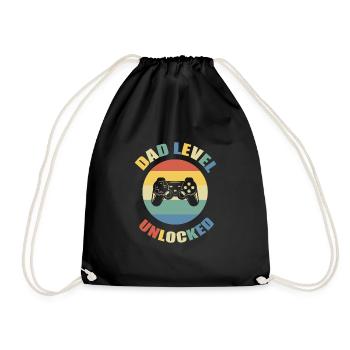 Dad Level unlocked - finally father - Drawstring Bag - black - Front