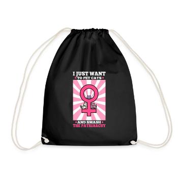 Je veux juste caresser les chats et briser le patriarcat - Sac de sport léger - noir - Devant