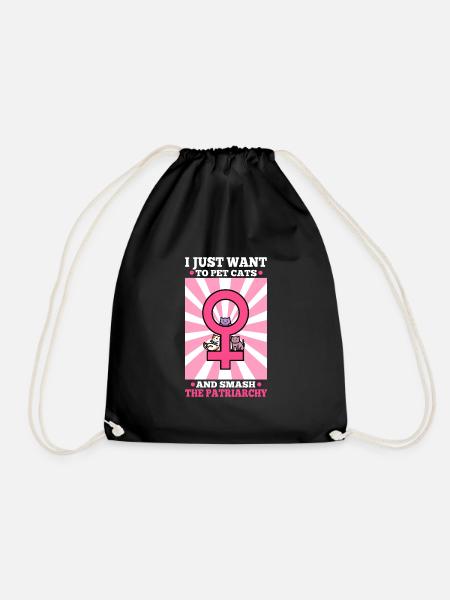 I just want to pet cats and smash the patriarchy - Turnbeutel - Schwarz