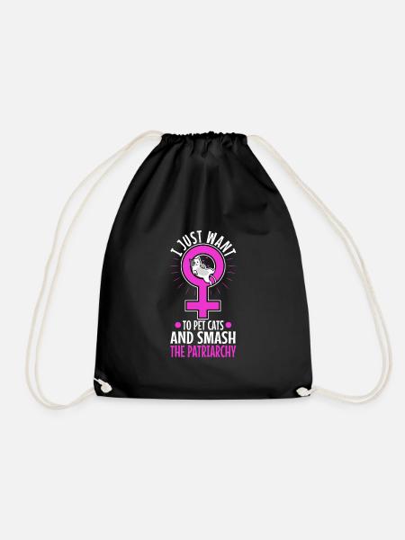 I just want to pet cats and smash the patriarchy - Turnbeutel - Schwarz