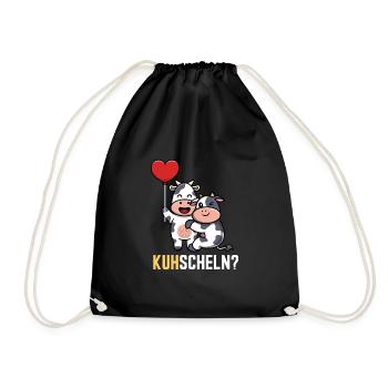Kuhscheln Kuh Comic Landwirt Bauer Geschenk Bauern - Turnbeutel - Schwarz - Vorne
