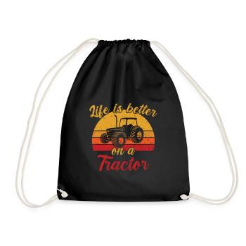 Life is better on a Tractor / Traktor - Drawstring Bag - black - Front