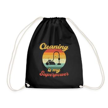 Le nettoyage est mon superpouvoir / Putzen - Sac de sport léger - noir - Devant