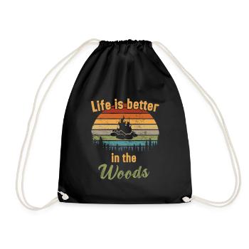 Life is better in the Woods / Bushcraft - Drawstring Bag - black - Front