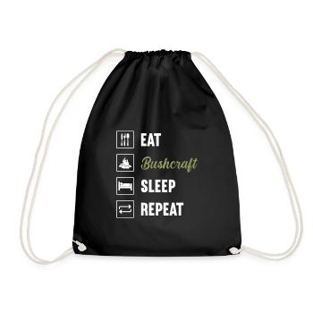 Eat Bushcraft Sleep Repeat / Bushcraft - Drawstring Bag - black - Front