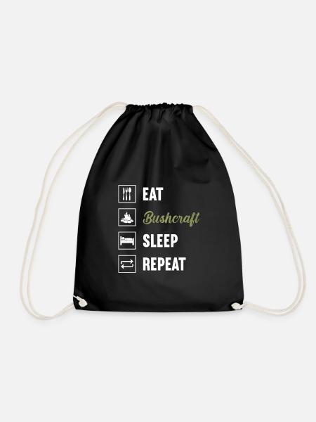 Eat Bushcraft Sleep Repeat / Bushcraft - Drawstring Bag - black