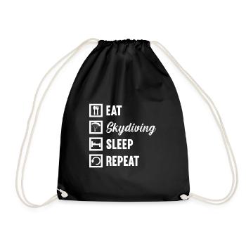 Manger parachutisme Sommeil Répéter / Fallschirmspringen - Sac de sport léger - noir - Devant