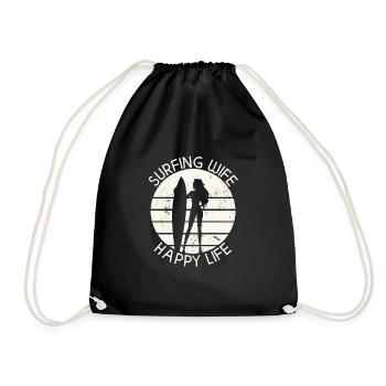 Surf femme Happy Life Wellenreiten Surfen Surfer - Sac de sport léger - noir - Devant