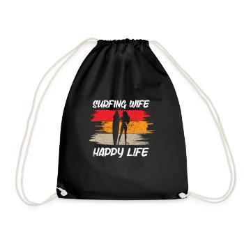 Surf femme Happy Life Wellenreiten Surfen Surfer - Sac de sport léger - noir - Devant