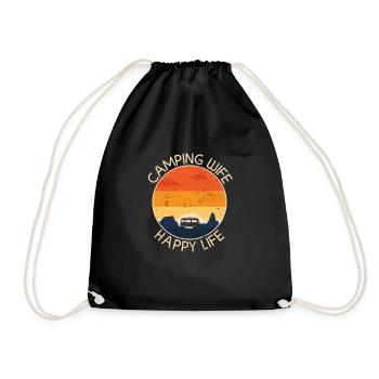 Camping Camper Motorhome Caravan Camping Holiday - Drawstring Bag - black - Front