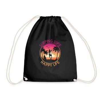 Surf femme Happy Life Wellenreiten Surfen Surfer - Sac de sport léger - noir - Devant
